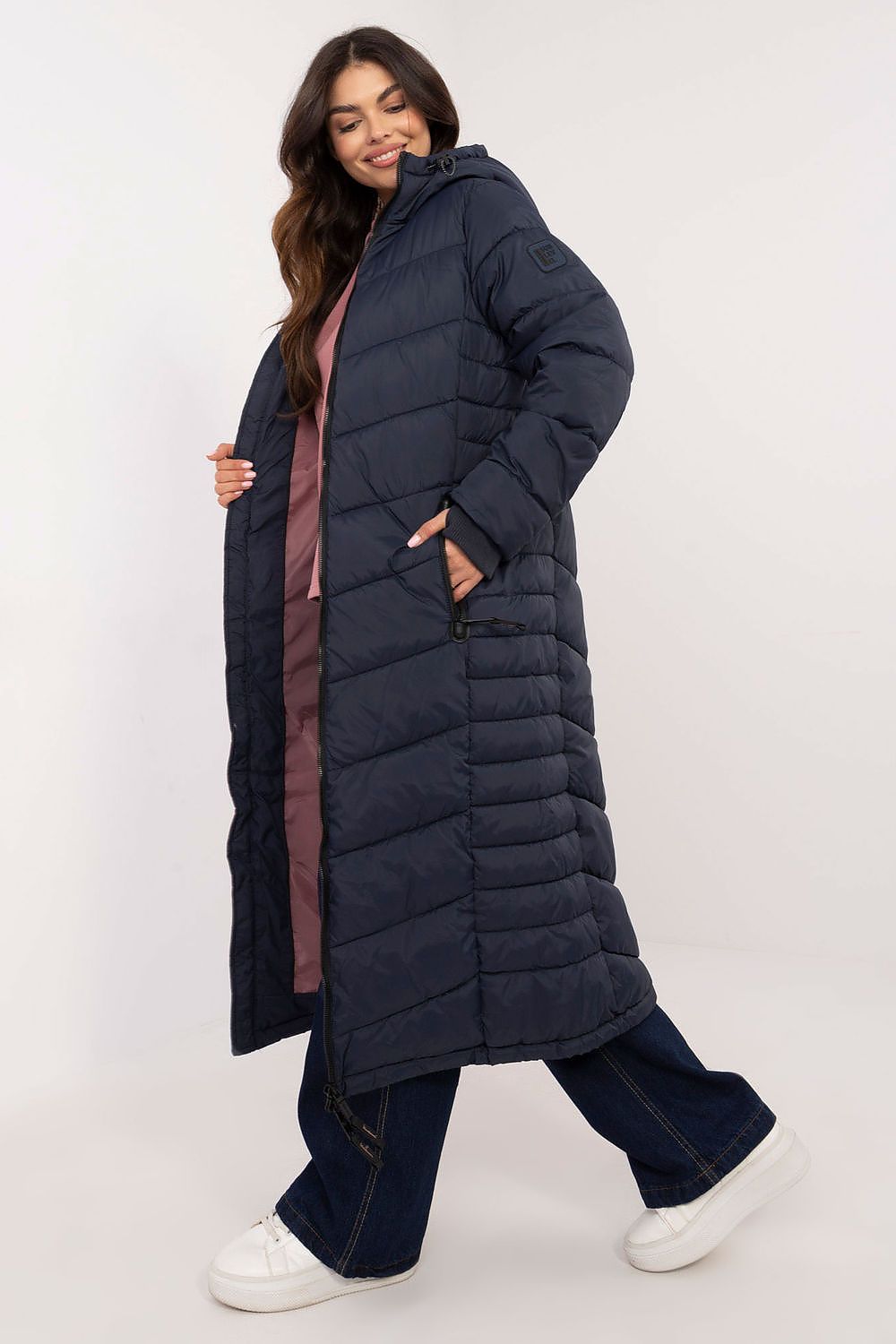 Winterjacke Damen lang gefüttert mit Daumenloch