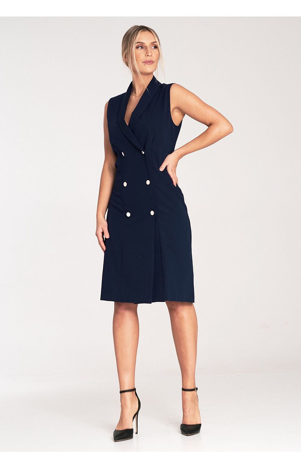 Midi Kleid Damen beige marineblau grün Alltag