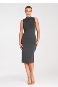 Midi Kleid Damen grau grün rosa feminin Alltag