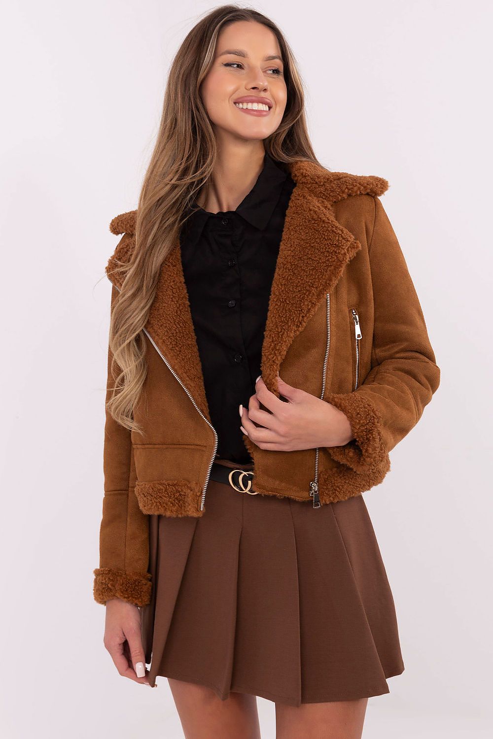Ramonjacke Damen Schaffell warm kurz Herbst Winter