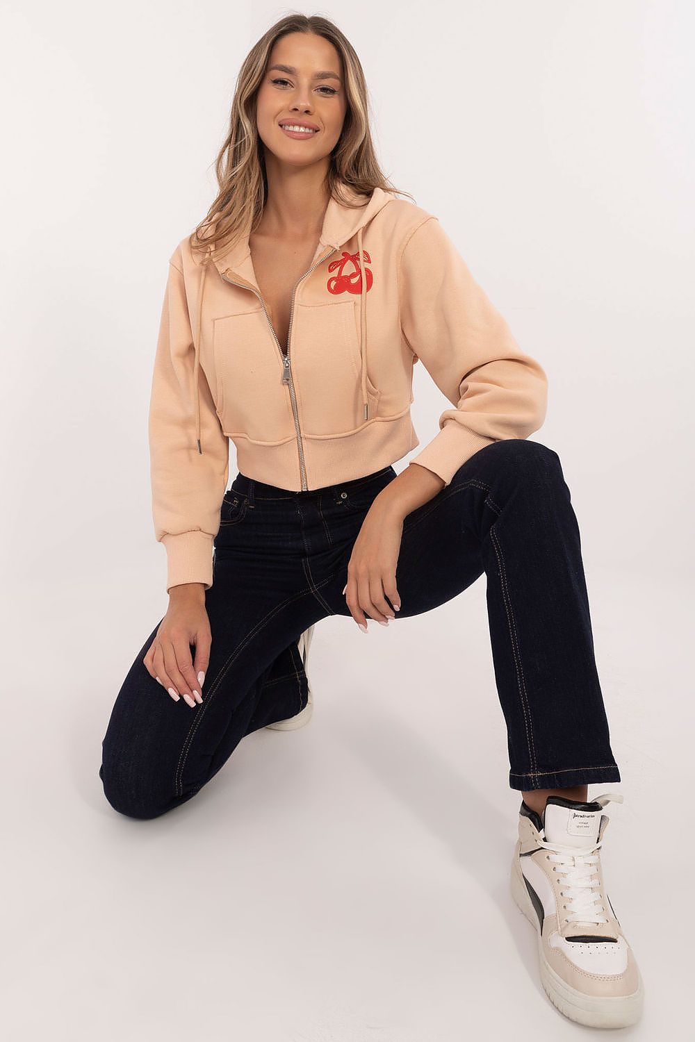 Damen Kapuzen-Sweatshirt mit Reißverschluss – Kurz & Cozy
