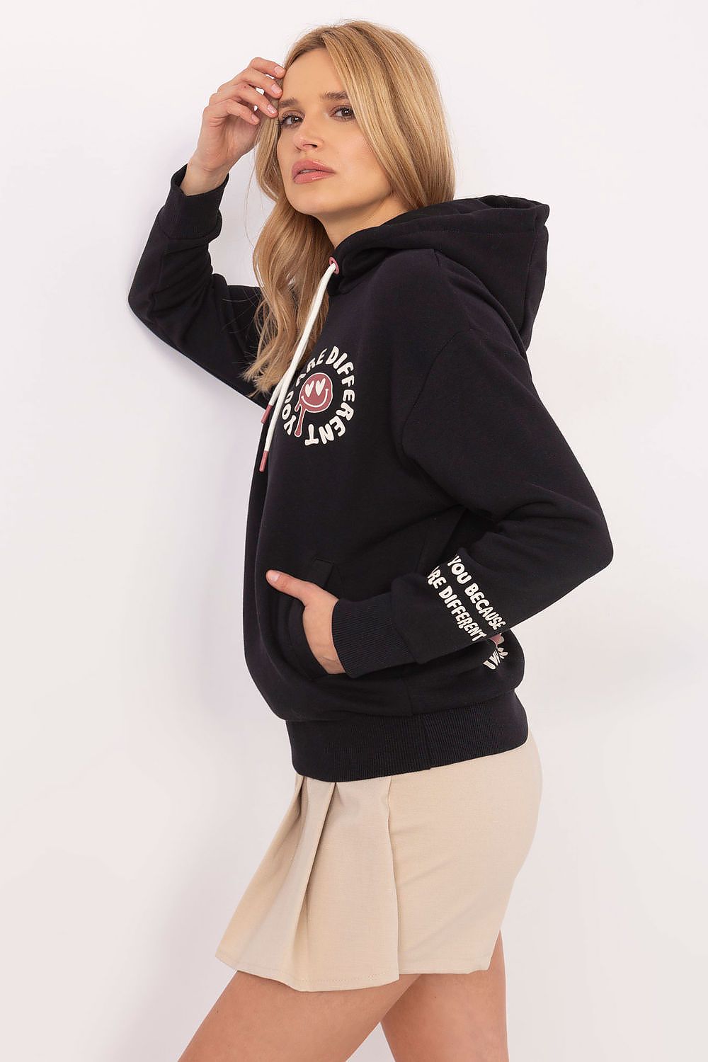 Hoodie Damen Kapuze Print Fleece warm