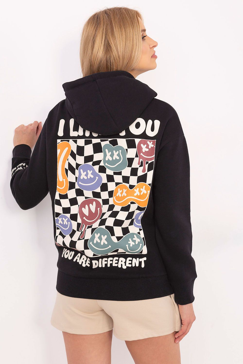 Hoodie Damen Kapuze Print Fleece warm