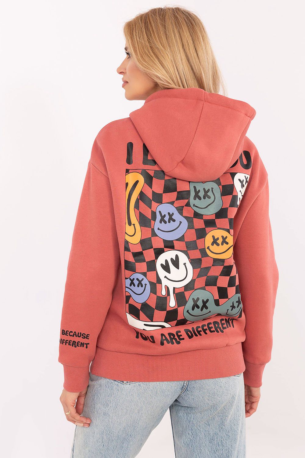 Hoodie Damen Kapuze Print Fleece warm