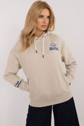 Hoodie Damen Kapuze Print gefüttert beige warm