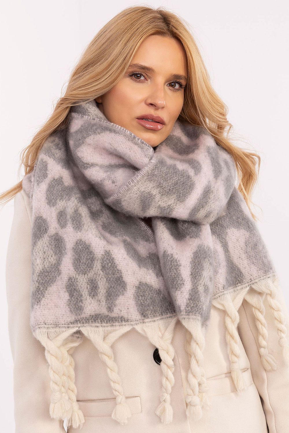 Schal Damen Lang Tiermotiv - Winter Schal Fransen 214cm