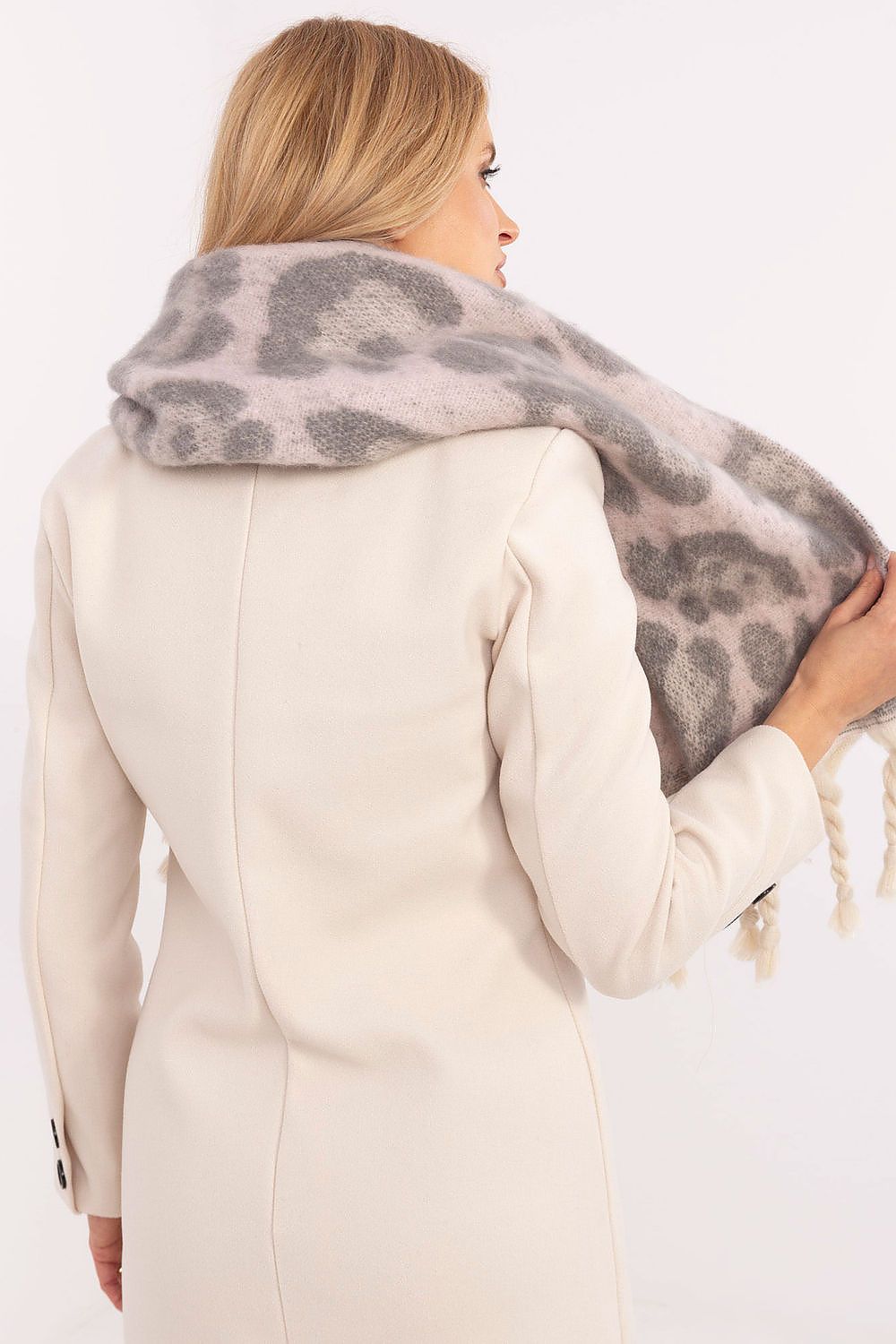 Schal Damen Lang Tiermotiv - Winter Schal Fransen 214cm