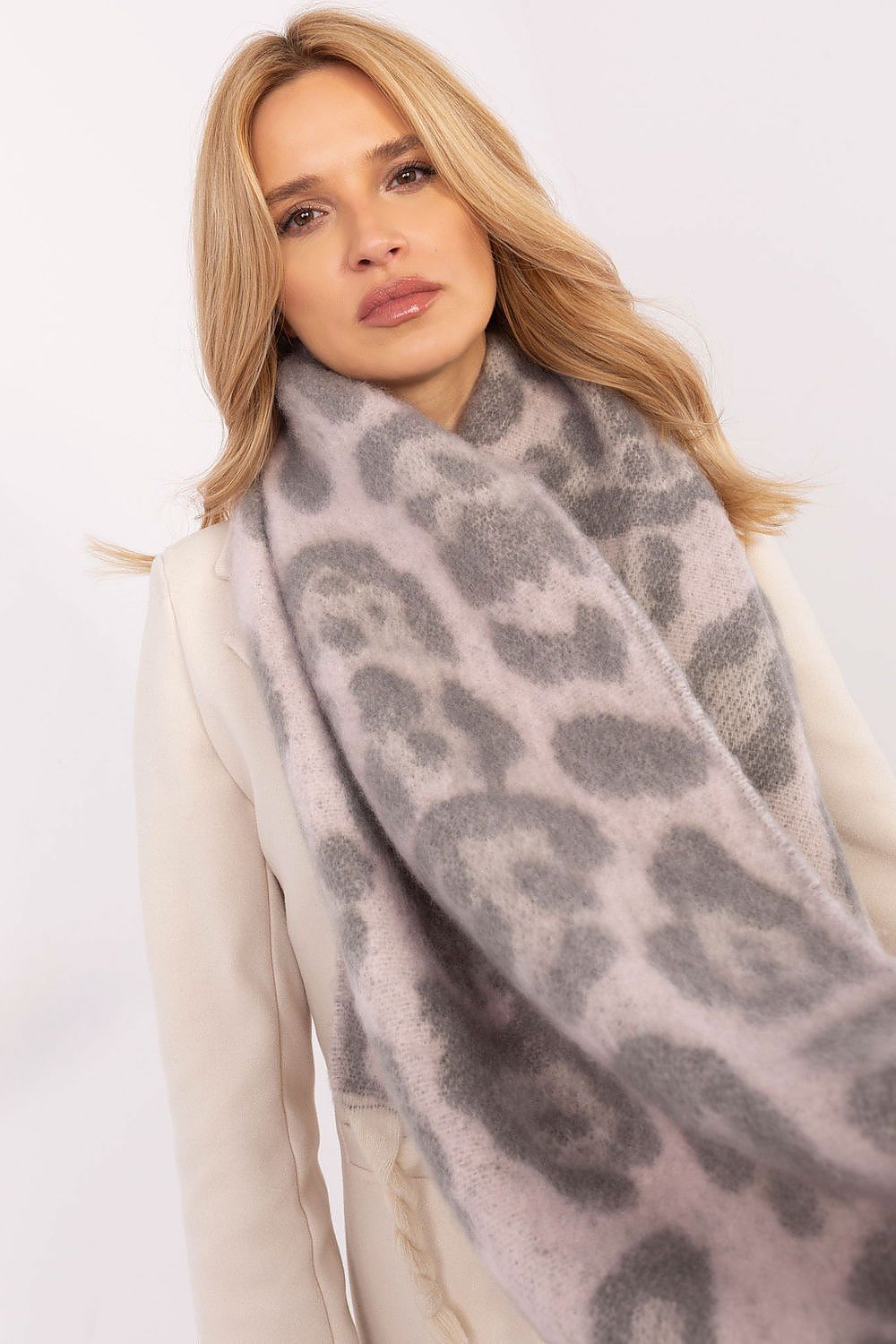 Schal Damen Lang Tiermotiv - Winter Schal Fransen 214cm