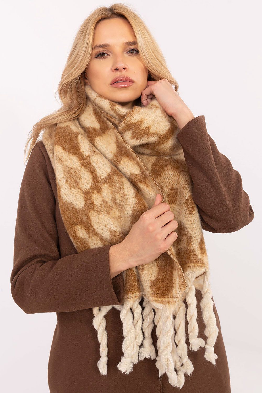 Schal Damen Lang Tiermotiv - Winter Schal Fransen 214cm