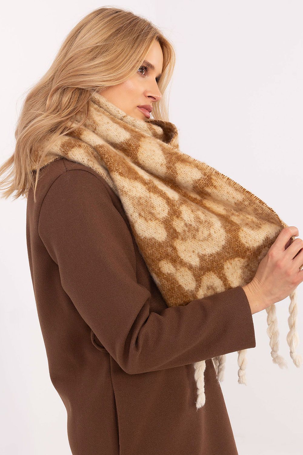 Schal Damen Lang Tiermotiv - Winter Schal Fransen 214cm