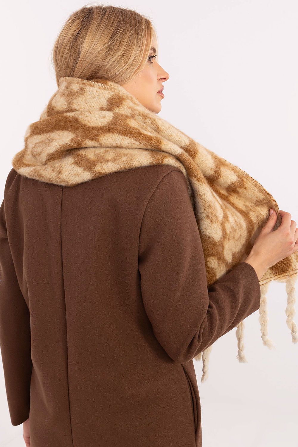 Schal Damen Lang Tiermotiv - Winter Schal Fransen 214cm