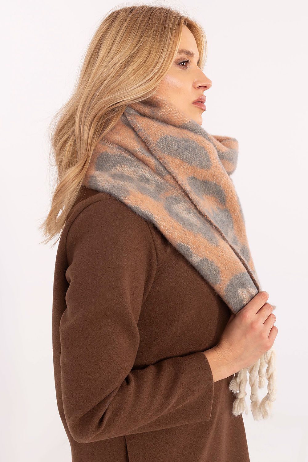 Schal Damen Lang Tiermotiv - Winter Schal Fransen 214cm