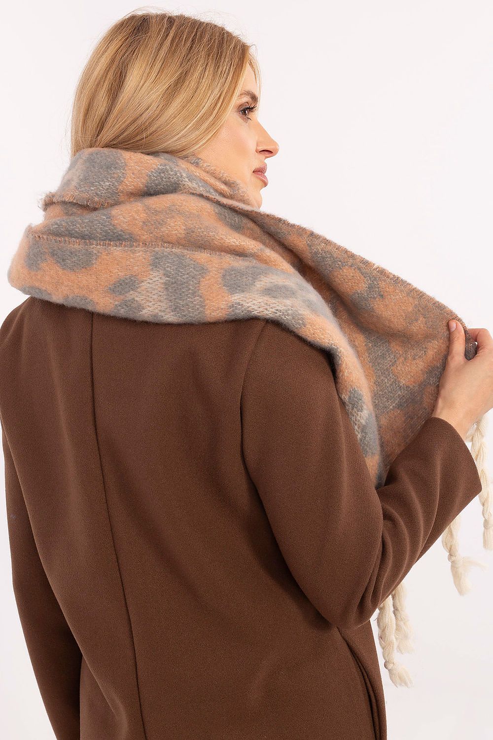 Schal Damen Lang Tiermotiv - Winter Schal Fransen 214cm
