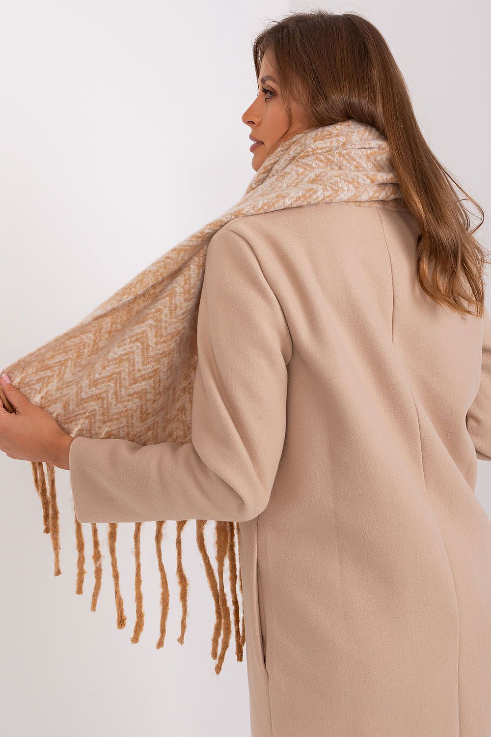 Damen Schal Lang Polyester Geometrisch - Winterschal mit Quasten