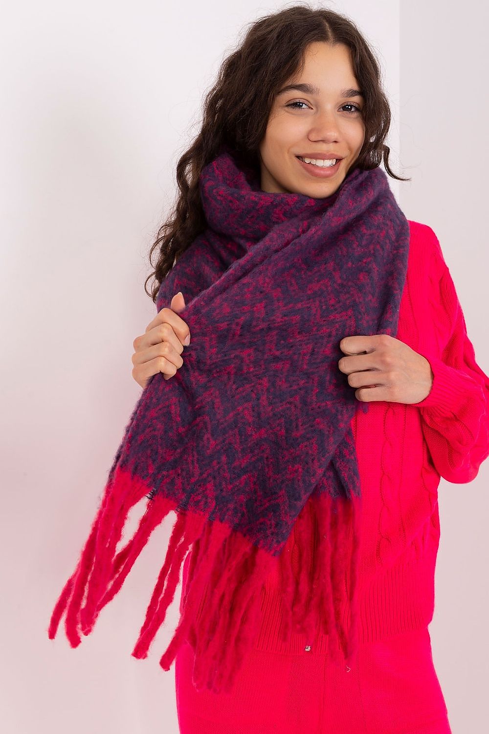 Damen Schal Lang Polyester Geometrisch - Winterschal mit Quasten