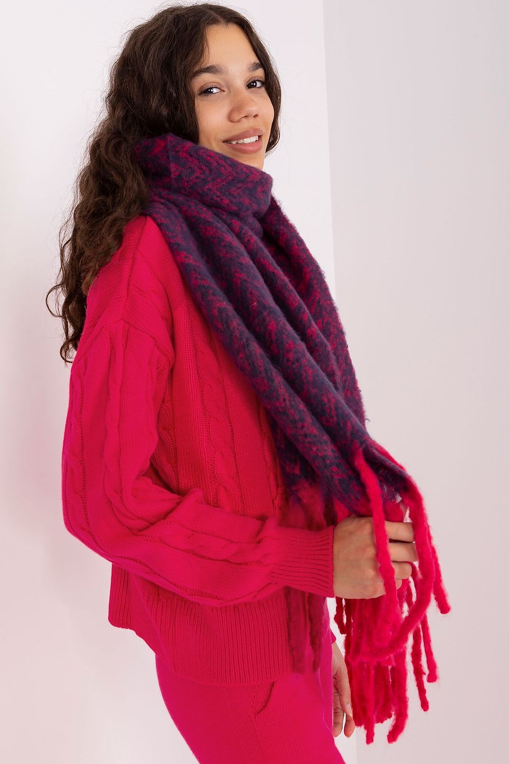 Damen Schal Lang Polyester Geometrisch - Winterschal mit Quasten