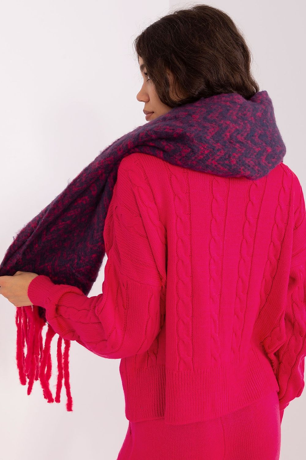Damen Schal Lang Polyester Geometrisch - Winterschal mit Quasten