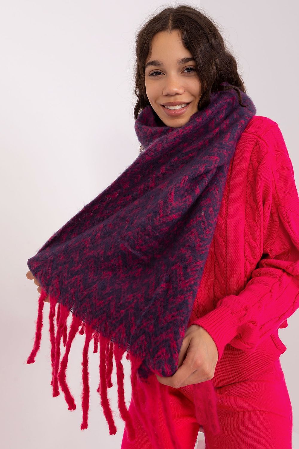 Damen Schal Lang Polyester Geometrisch - Winterschal mit Quasten