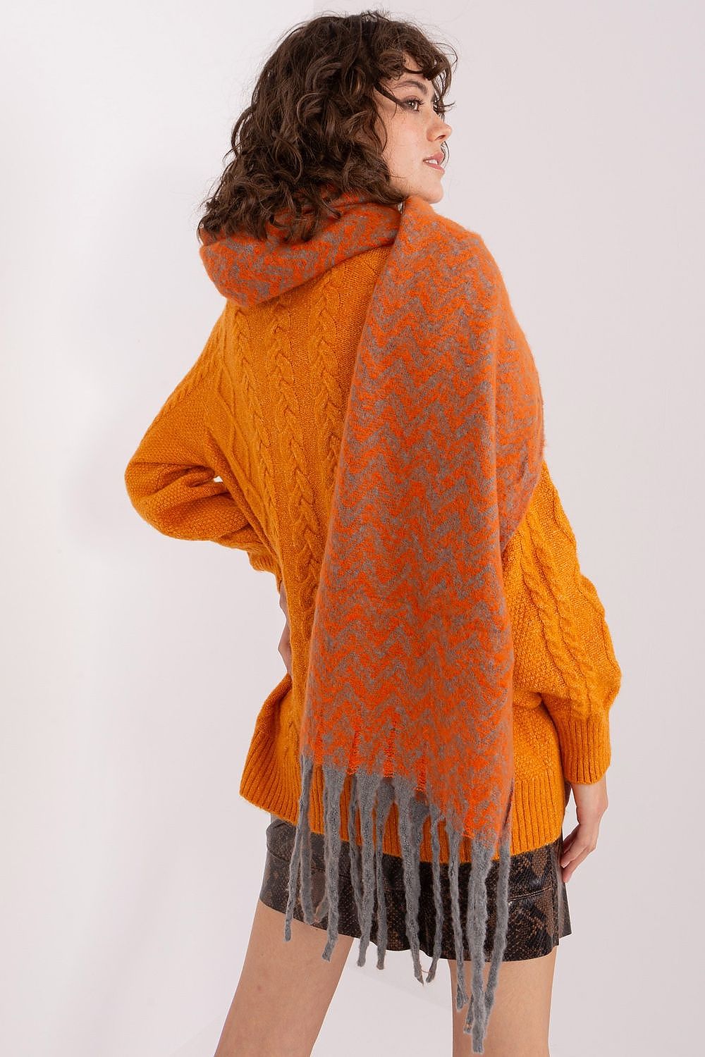 Damen Schal Lang Polyester Geometrisch - Winterschal mit Quasten