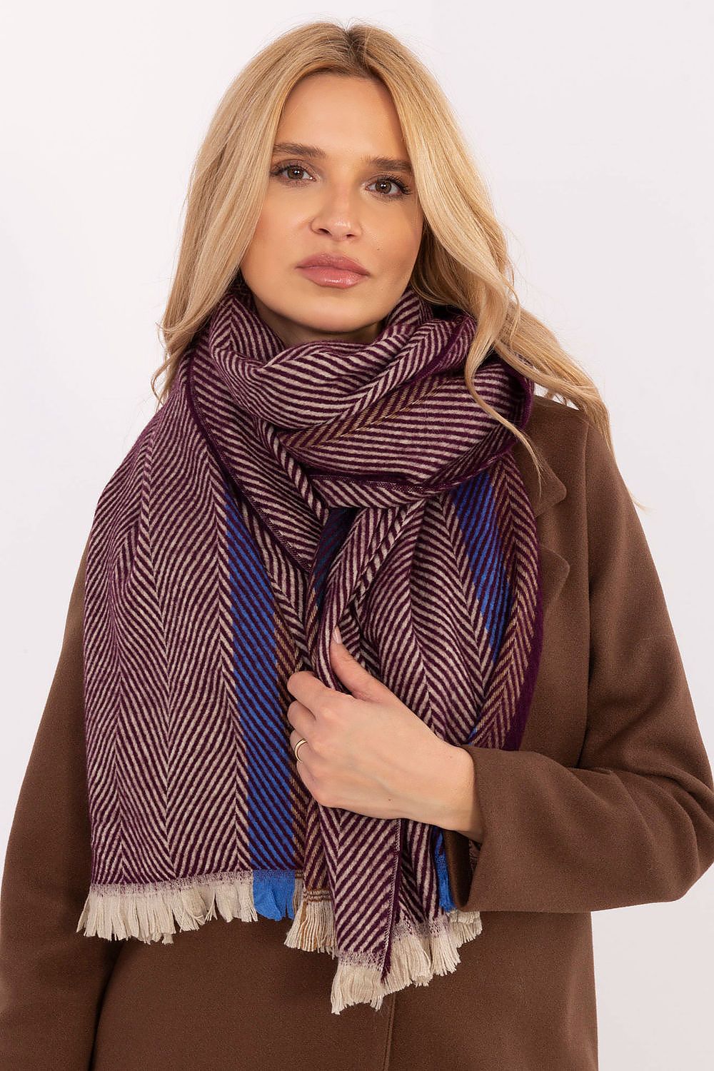 Schal Damen Lang Gestreift - Winter Schal Fransen