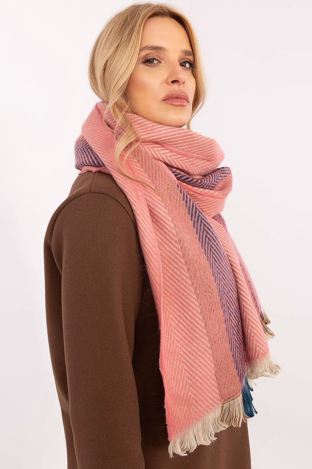 Schal Damen Lang Gestreift - Winter Schal Fransen
