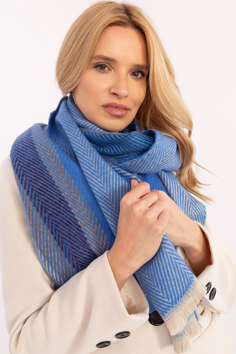 Schal Damen Lang Gestreift - Winter Schal Fransen