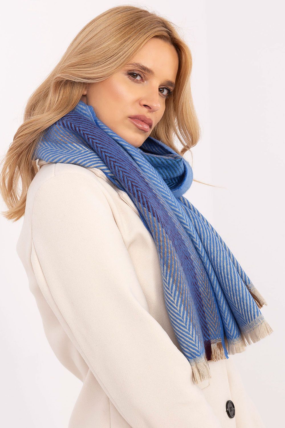 Schal Damen Lang Gestreift - Winter Schal Fransen