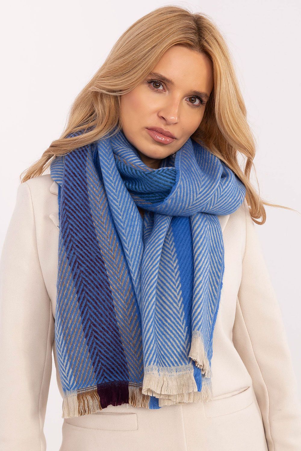 Schal Damen Lang Gestreift - Winter Schal Fransen