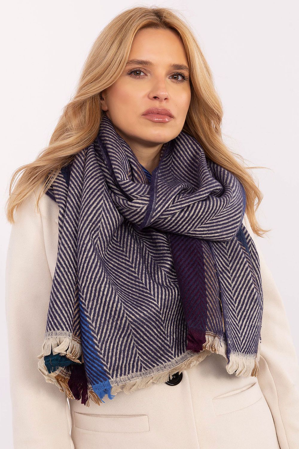 Schal Damen Lang Gestreift - Winter Schal Fransen