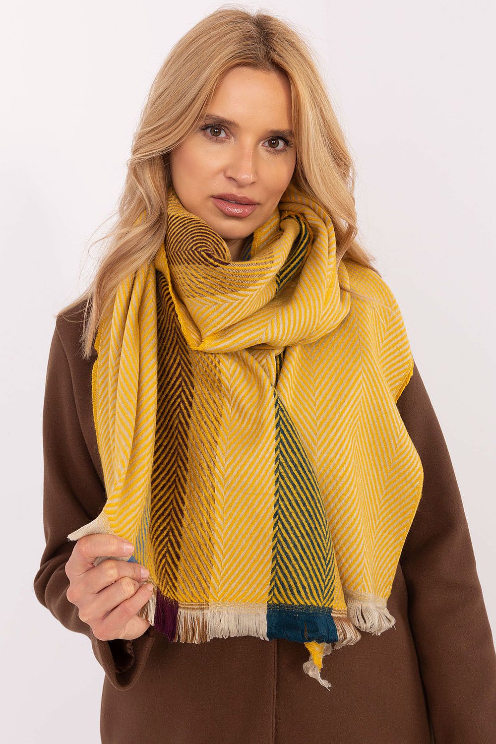 Schal Damen Lang Gestreift - Winter Schal Fransen