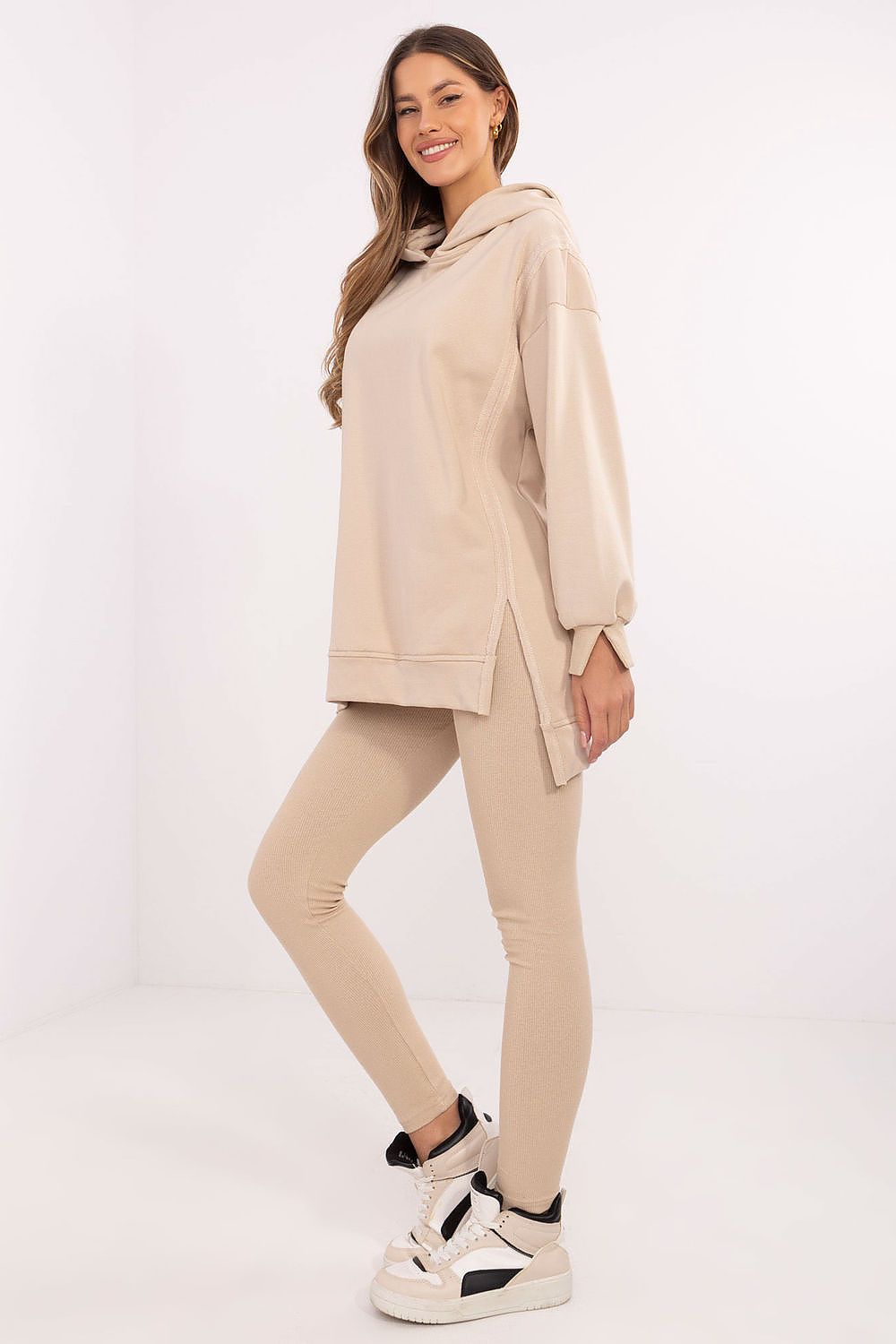 Hoodie Set Damen langer Pullover & Leggings Baumwolle – Casual