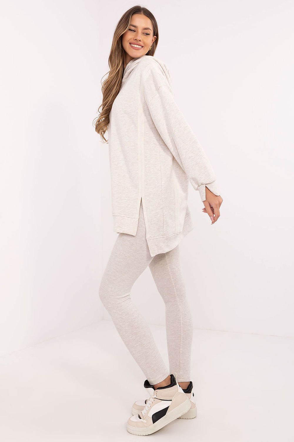 Hoodie Set Damen langer Pullover & Leggings Baumwolle – Casual
