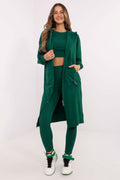 Sport Set Damen 3-teilig Hoodie Top Leggings Baumwolle