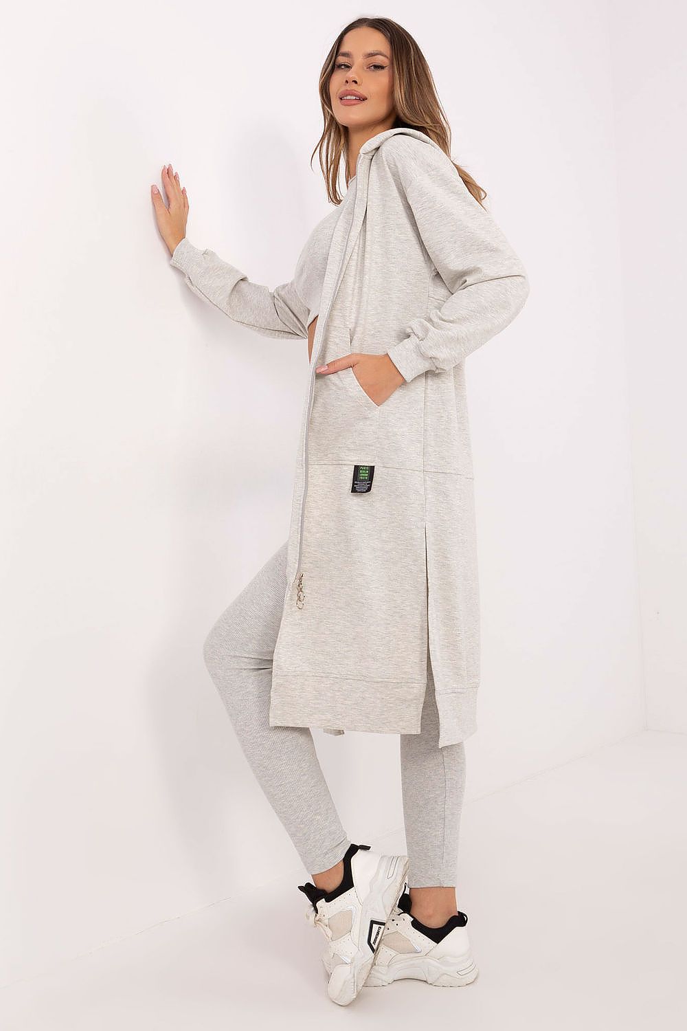 Sport Set Damen 3-teilig Hoodie Top Leggings Baumwolle