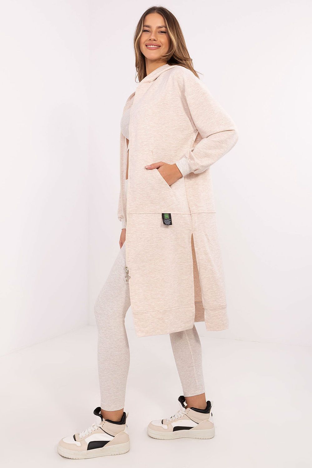 Sport Set Damen 3-teilig Hoodie Top Leggings Baumwolle