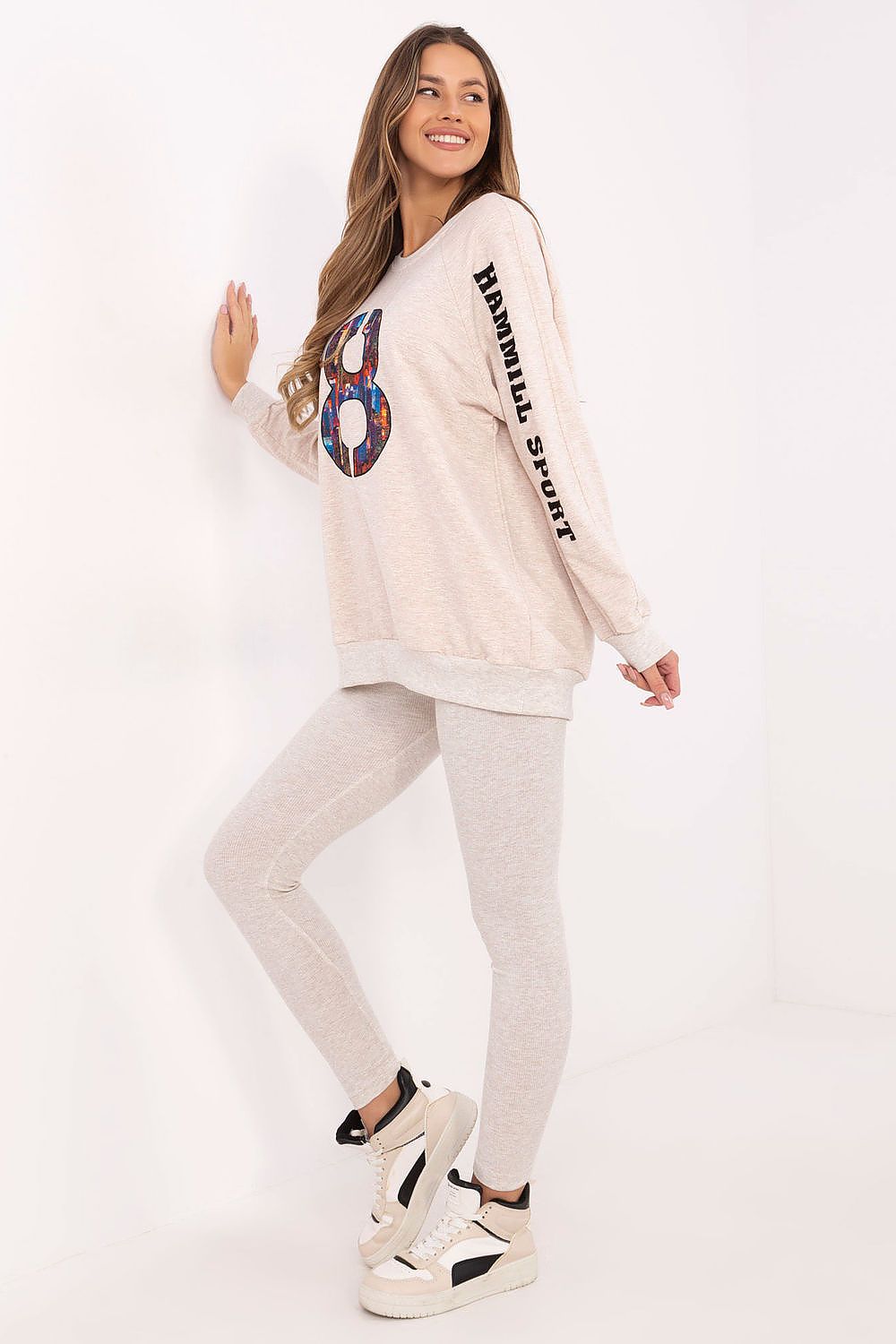 Pullover Set Damen Sweatshirt & Leggings Baumwolle – Lässig & Warm