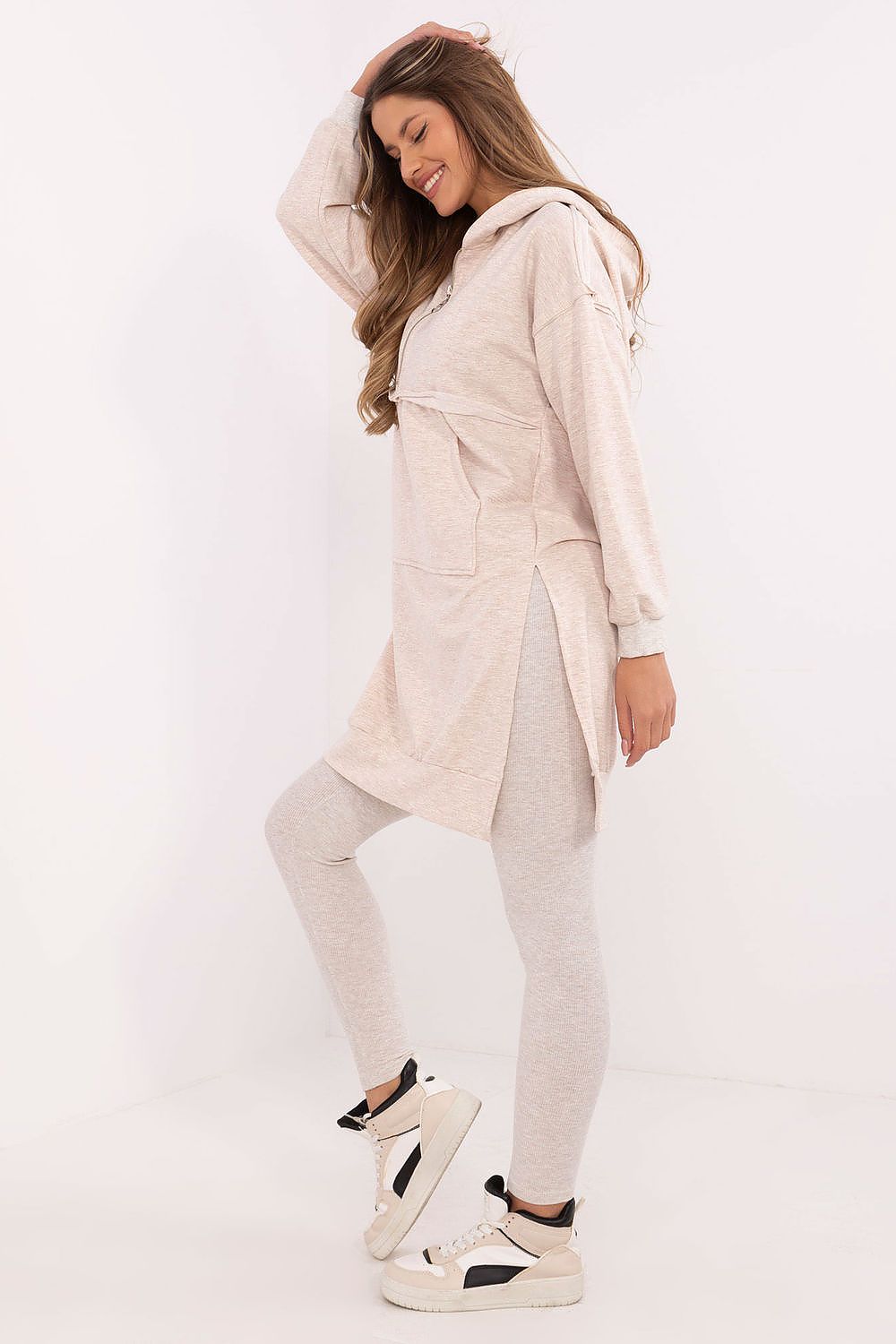 Hoodie Set Damen Kangurutasche & Leggings Baumwolle – 5 Farben