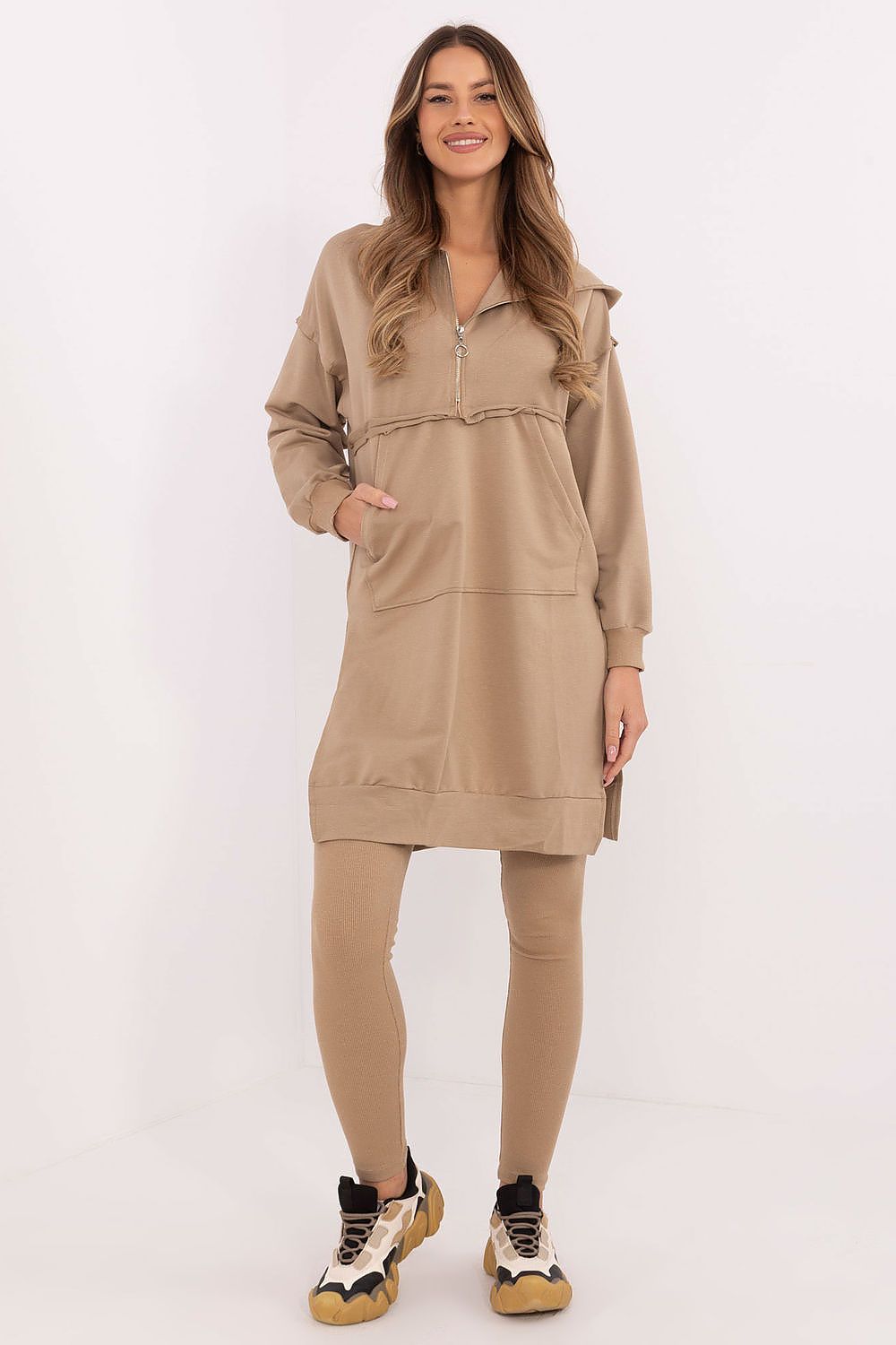 Hoodie Set Damen Kangurutasche & Leggings Baumwolle – 5 Farben