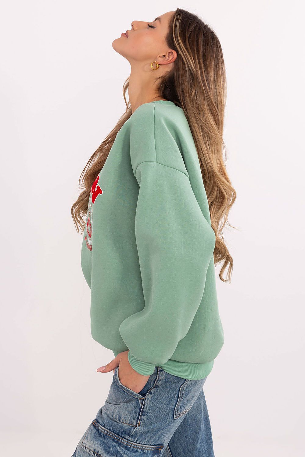 Sweatshirt Damen Rundhals Print Baumwolle – Casual & Warm