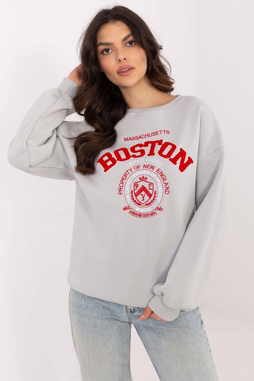 Sweatshirt Damen Rundhals Print Baumwolle – Casual & Warm