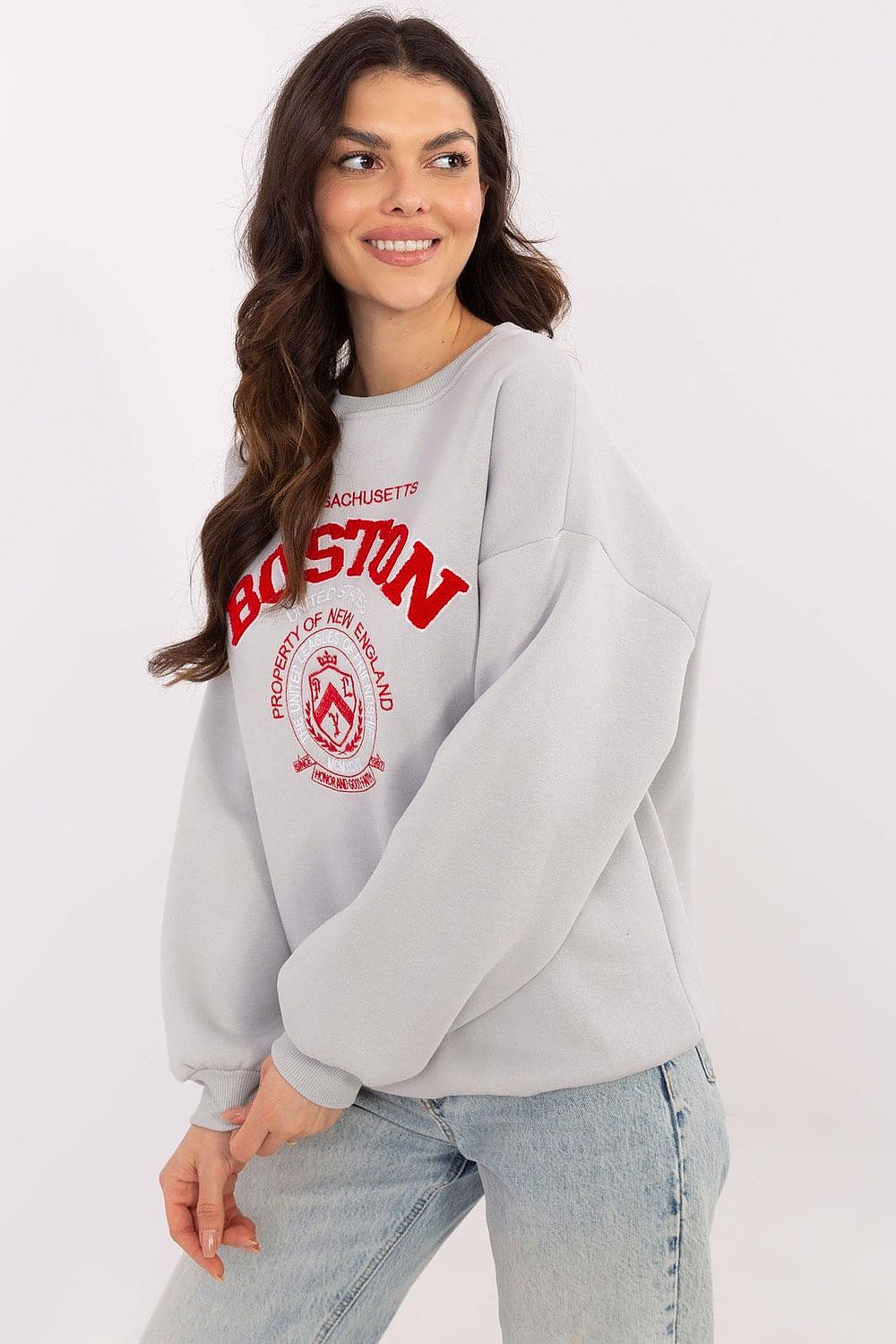 Sweatshirt Damen Rundhals Print Baumwolle – Casual & Warm