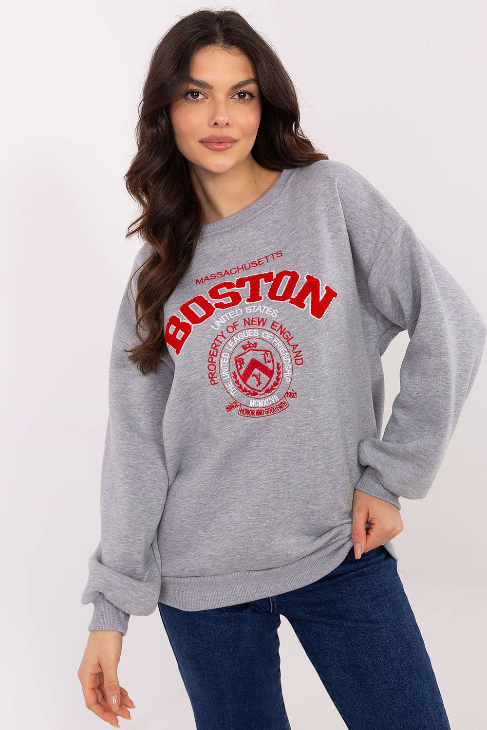 Sweatshirt Damen Rundhals Print Baumwolle – Casual & Warm