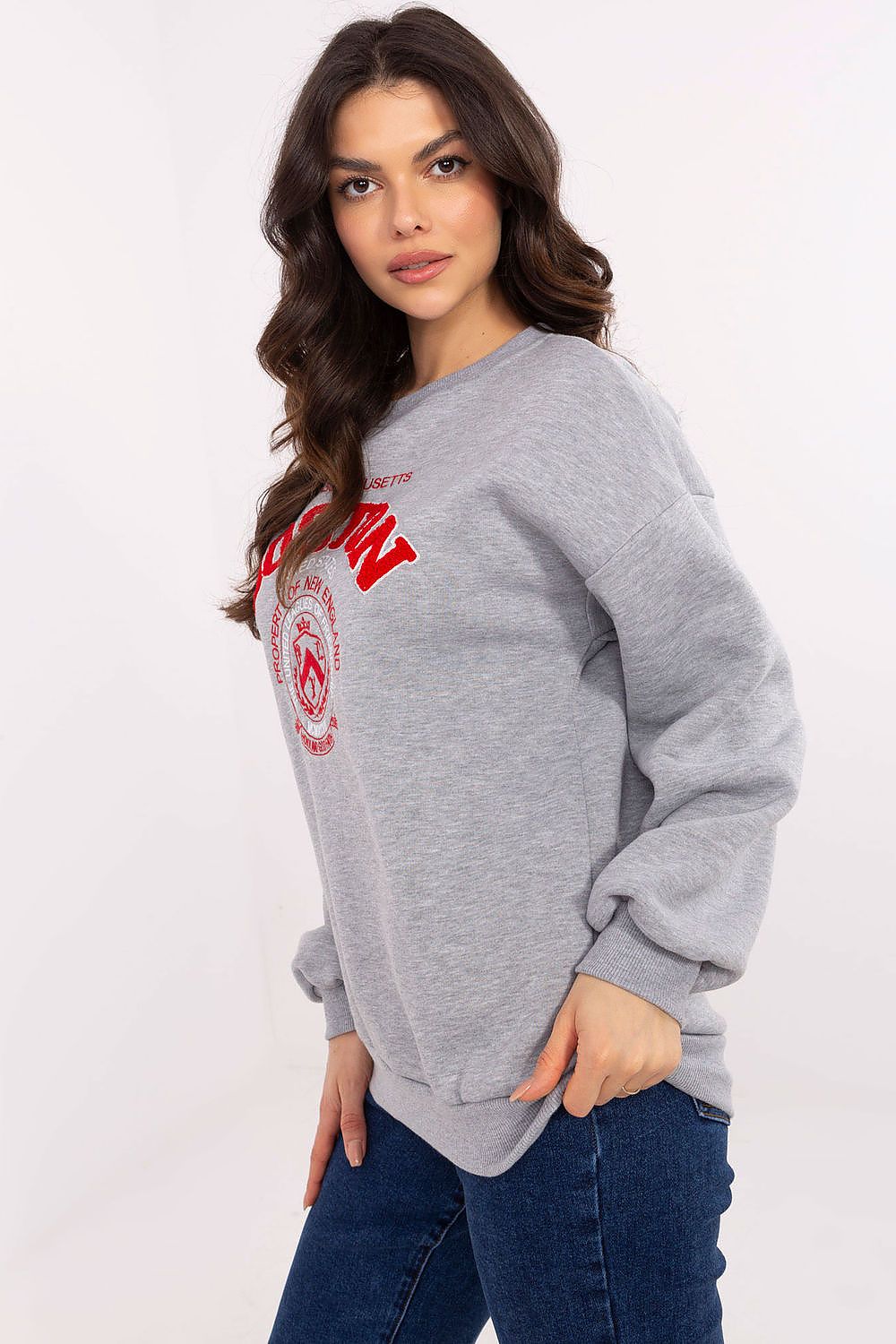 Sweatshirt Damen Rundhals Print Baumwolle – Casual & Warm