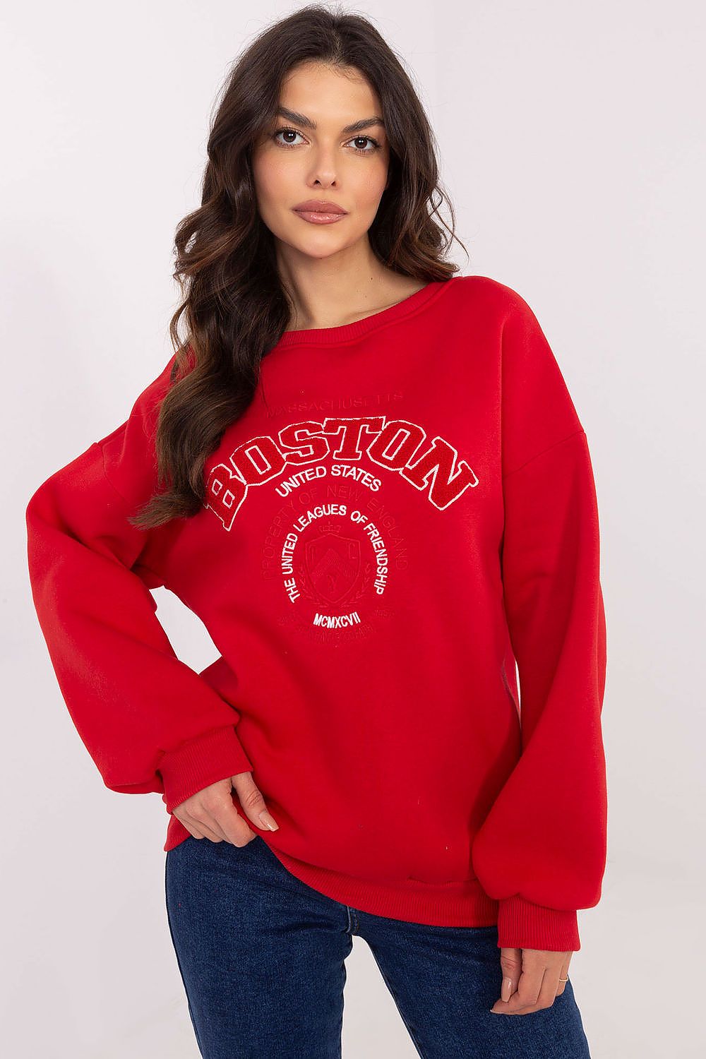 Sweatshirt Damen Rundhals Print Baumwolle – Casual & Warm