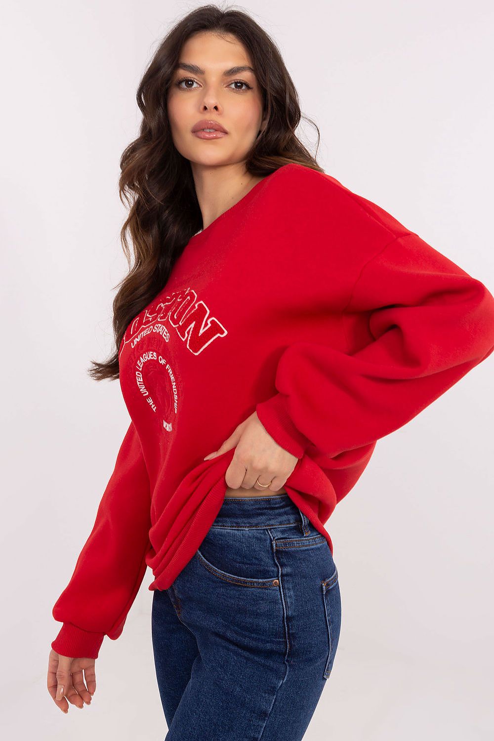 Sweatshirt Damen Rundhals Print Baumwolle – Casual & Warm