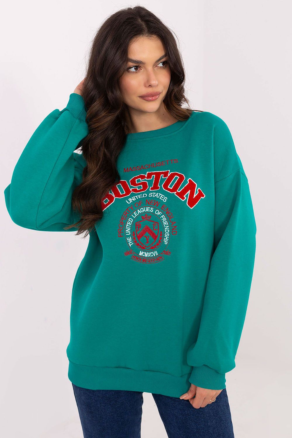 Sweatshirt Damen Rundhals Print Baumwolle – Casual & Warm