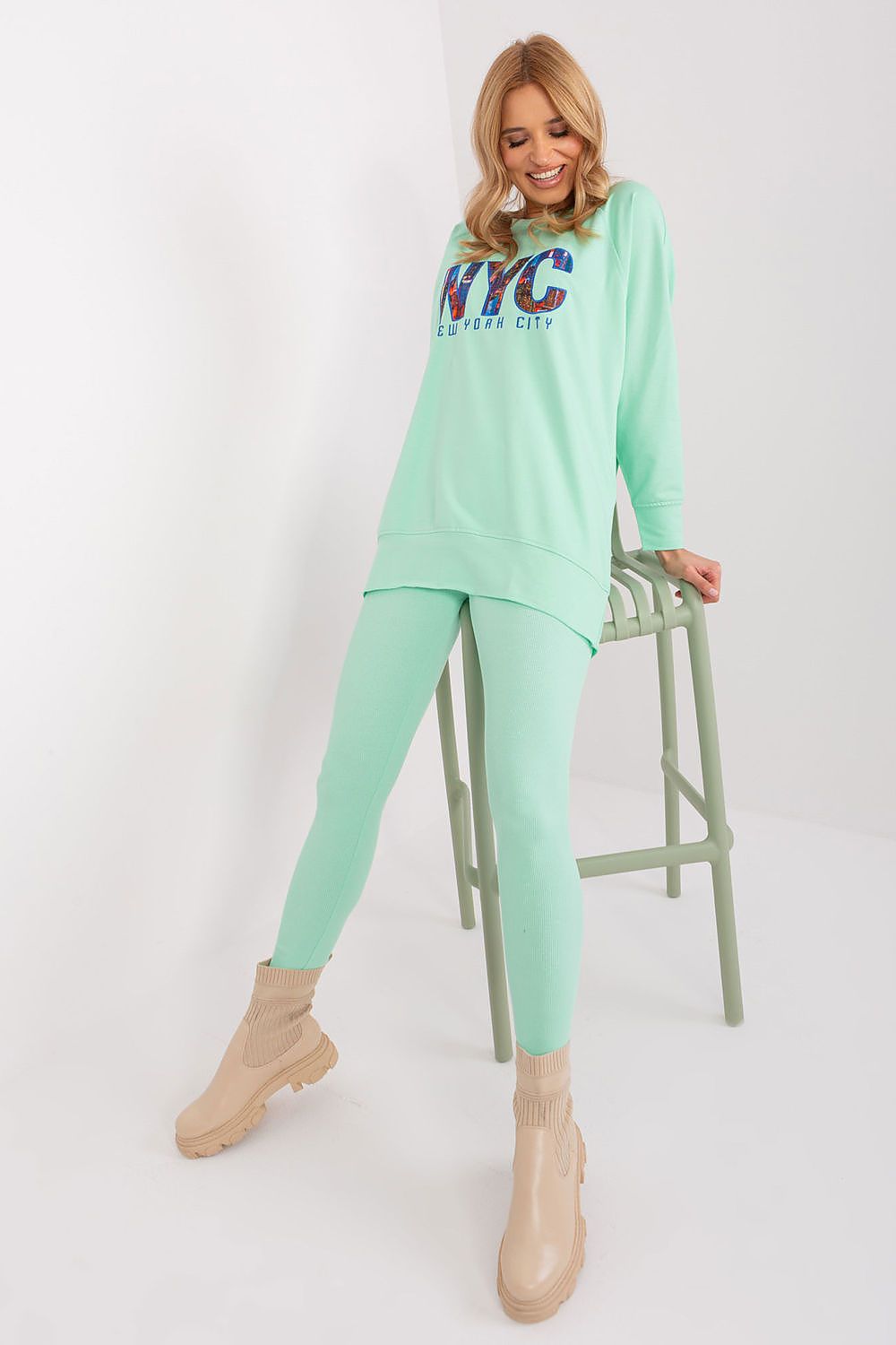 Sweatshirt Set Damen Print & Leggings Baumwolle – Bequem & Stylisch