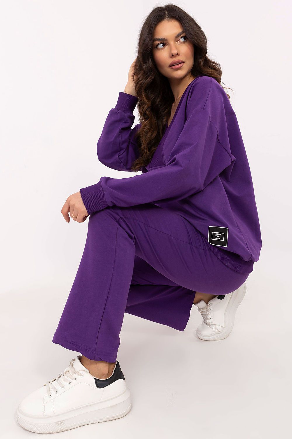Pullover Set Damen Wickelausschnitt & Hose Baumwolle – Feminin & Casual