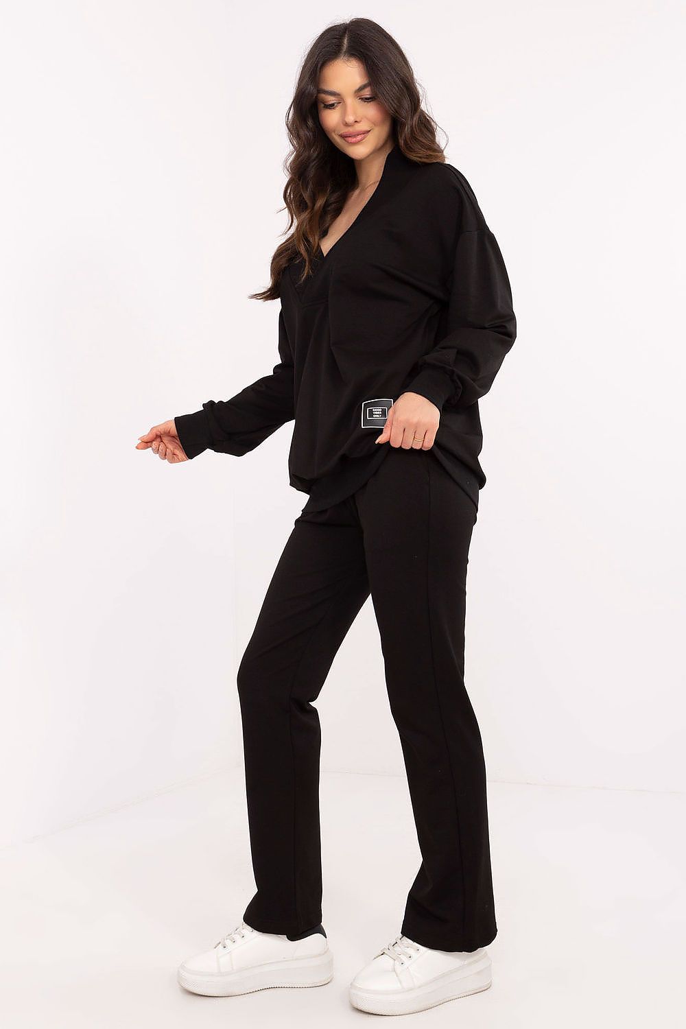 Pullover Set Damen Wickelausschnitt & Hose Baumwolle – Feminin & Casual