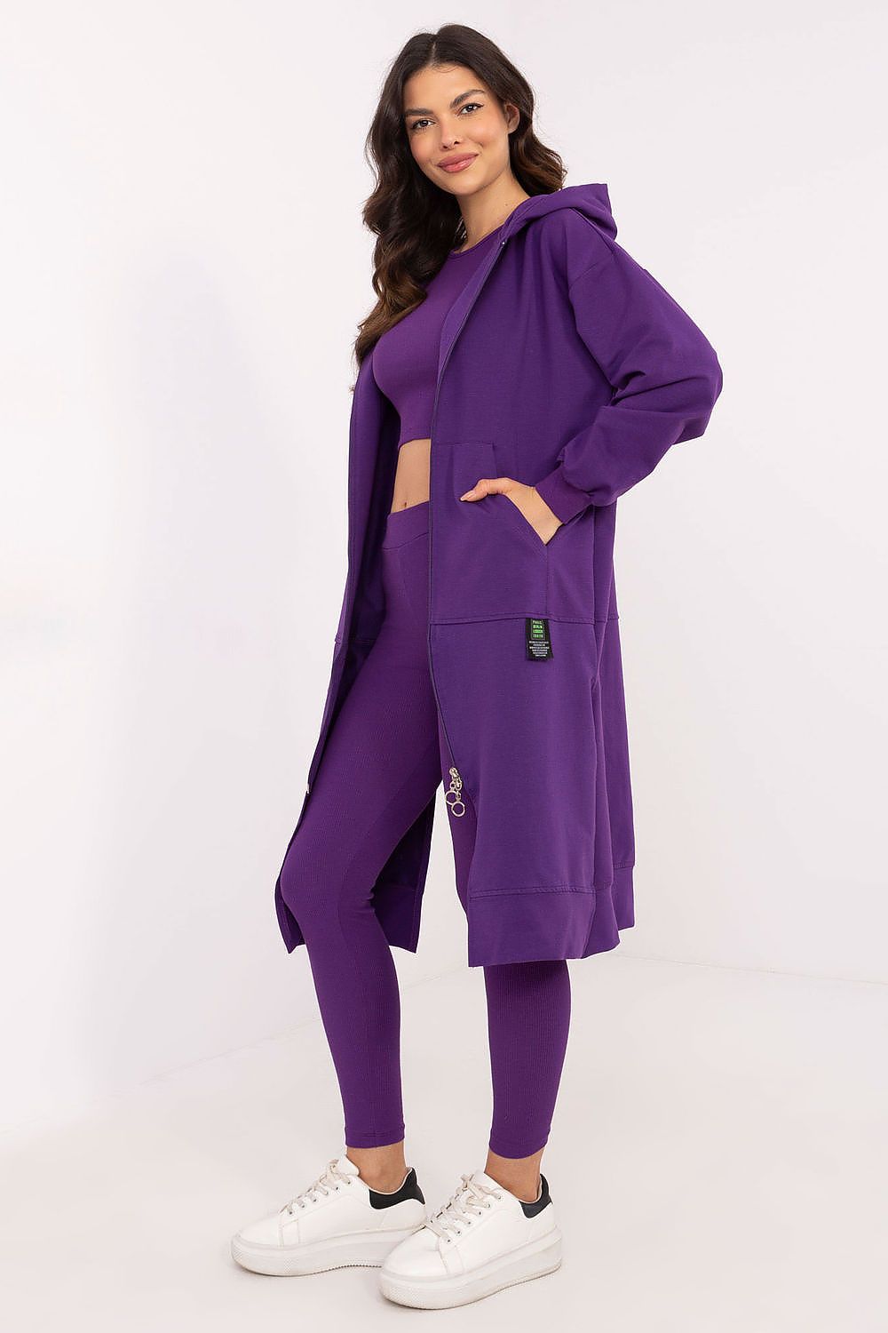 Sport Set Damen 3-teilig Hoodie Top Leggings Baumwolle